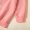 2-piece Kid Girl Letter Animal Unicorn Print Pink Pullover Sweatshirt and Rainbow Print Pants Set Pink