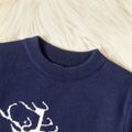 Kid Girl/Kid Boy Christmas Deer Pattern Skin-friendly Knit Sweater Dark Blue image 3