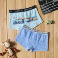 2-piece Kid Boy Letter Vehicle/Dinosaur Print Underwear Boxer Briefs Multi-color