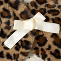 Toddler Girl Bowknot Design Leopard Print Vest Coat Brown
