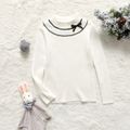 Kid Girl Mock Neck Bowknot Design Base Layers Long-sleeve Sweater Beige image 1