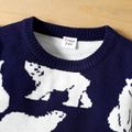 Toddler Boy Casual Animal Bear Pattern Sweater Deep Blue