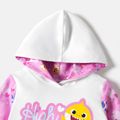 Baby Shark Toddler Girl Cotton Colorblock Heart Print Hooded Sweatshirt Pink