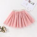 Kid Girl Stars Moon Glitter Design Mesh Circle Skirt Pink