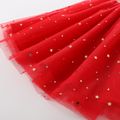 Kid Girl Stars Moon Glitter Design Mesh Circle Skirt Red