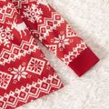 Christmas All Over Reindeer and Snowflake Print Red Family Matching Long-sleeve Pajamas Sets (Flame Resistant) Red/White image 5