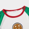 Christmas Gingerbread Man and Letter Print Family Matching Raglan Long-sleeve Pajamas Sets (Flame Resistant) Green/White