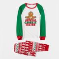 Christmas Gingerbread Man and Letter Print Family Matching Raglan Long-sleeve Pajamas Sets (Flame Resistant) Green/White