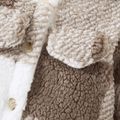 Khaki Plaid Fluffy Fleece Baby Lapel Long-sleeve Jumpsuit Khaki image 4