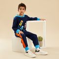 2-piece Kid Boy Car Race Print Sweatshirt and Pants Set Black