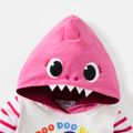 Baby Shark 2-piece Baby Girl Halloween Cotton Hooded Sweatshirt and Stripe Pants Set Pink