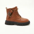 Toddler / Kid Side Zipper Perforated Lace-up Brown Boots Brown