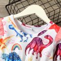 Toddler Girl Ruffled Dinosaur Print Long-sleeve Dress Multi-color