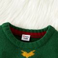 Christmas All Over Santa Pattern Green Baby Boy Long-sleeve Knitted Sweater Green