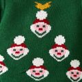 Christmas All Over Santa Pattern Green Baby Boy Long-sleeve Knitted Sweater Green