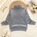 Kid Boy Turtleneck Solid Color Sweater Grey
