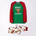 Christmas Cartoon Moose and Letter Print Family Matching Raglan Long-sleeve Pajamas Sets (Flame Resistant) Red/White
