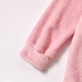 2-piece Kid Girl Animal Owl Embroidered Sequined Fuzzy Hoodie Sweatshirt and Pants Set Pink