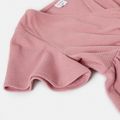 Pink V Neck Wrap Front Short-sleeve Ruffle Tops for Mom and Me Dark Pink