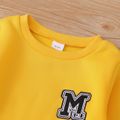 2-piece Kid Boy Letter Embroidered Sweatshirt and Ripped Denim Jeans Set Yellow image 3