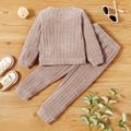 2-piece Toddler Girl Solid Knit Sweater and Pants Set Pink