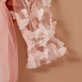 Baby Mädchen 3D Schmetterling Applikationen Rosa Langarm Mesh Partykleid rosa