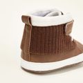 Baby / Toddler Knit Detail Velcro Strap Fleece-lining Prewalker Shoes Brown