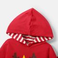 Baby Shark 2-piece Baby Girl Christmas Cotton Hooded Sweatshirt and Stripe Pants Set Red