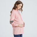 Nursing Invisible Zipper Long-sleeve Maternity Drawstring Hoodie Mauve Pink