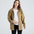 Maternity Patch Pocket Single Breasted Long-sleeve Ginger Yellow Coat Ginger