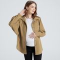 Maternity Patch Pocket Single Breasted Long-sleeve Ginger Yellow Coat Ginger