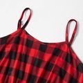 Christmas All Over Red Plaid Sleeveless Cami Jumpsuit for Mom and Me Color block