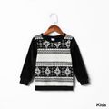 Christmas All Over Snowflake Pattern Black Family Matching Long-sleeve Flannel Sweatshirts Black