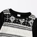 Christmas All Over Snowflake Pattern Black Family Matching Long-sleeve Flannel Sweatshirts Black image 5
