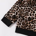 All Over Leopard Long-sleeve Sweatshirt with Pants Sets for Mom and Me Khaki