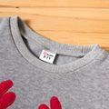 Kid Boy/Kid Girl Christmas Deer Embroidered Pullover Sweatshirt Light Grey image 5