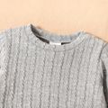3pcs Baby Boy/Girl Solid Cable Knit Long-sleeve Pullover and Trousers Set Grey