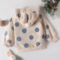 Toddler Girl Polka dots Ear Design Zipper Fleece Lined Coat Light Blue