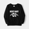Christmas Reindeer and Letter Print Family Matching Casual Crewneck Long-sleeve Sweatshirts Color block