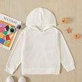 Kid Boy/Kid Girl Waffle Pattern Solid Color Hoodie Sweatshirt White image 1