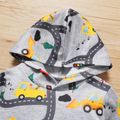 Toddler Boy Road Vehicle Print Hoodie Sweatshirt Light Grey