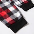 Christmas Santa and Letter Print Snug Fit Family Matching Red Plaid Raglan Long-sleeve Pajamas Sets Black/White/Red