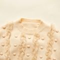 Kid Girl Casual Lace Design Popcorn Knit Sweater Creamy White