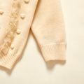 Kid Girl Casual Lace Design Popcorn Knit Sweater Creamy White