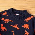 Kid Boy Animal Dinosaur Pattern Casual Sweater Black