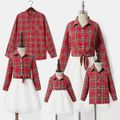 Christmas Red Plaid Family Matching 100% Cotton Long-sleeve Shirts Sets Red/White image 4