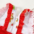 Christmas All Over Snowman Print Polka Dot Ruffle Sleeveless Baby Swimsuit Multi-color