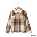 Plaid Lapel Button Down Long-sleeve Outwear Tops for Mom and Me Multi-color