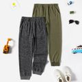 Kid Boy Solid Color Casual Joggers Pants Sporty Sweatpants Dark Grey