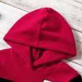 Kid Boy Letter Embroidered Colorblock Fuzzy Hoodie Sweatshirt Red image 4